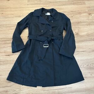 Emporio Armani Black Double Breasted Belted Trench Coat women size 40